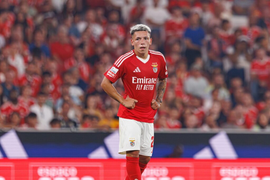Gianluca Prestianni playing for Benfica