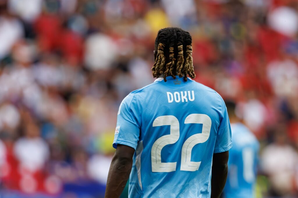 Jeremy Doku playing for Manchester City