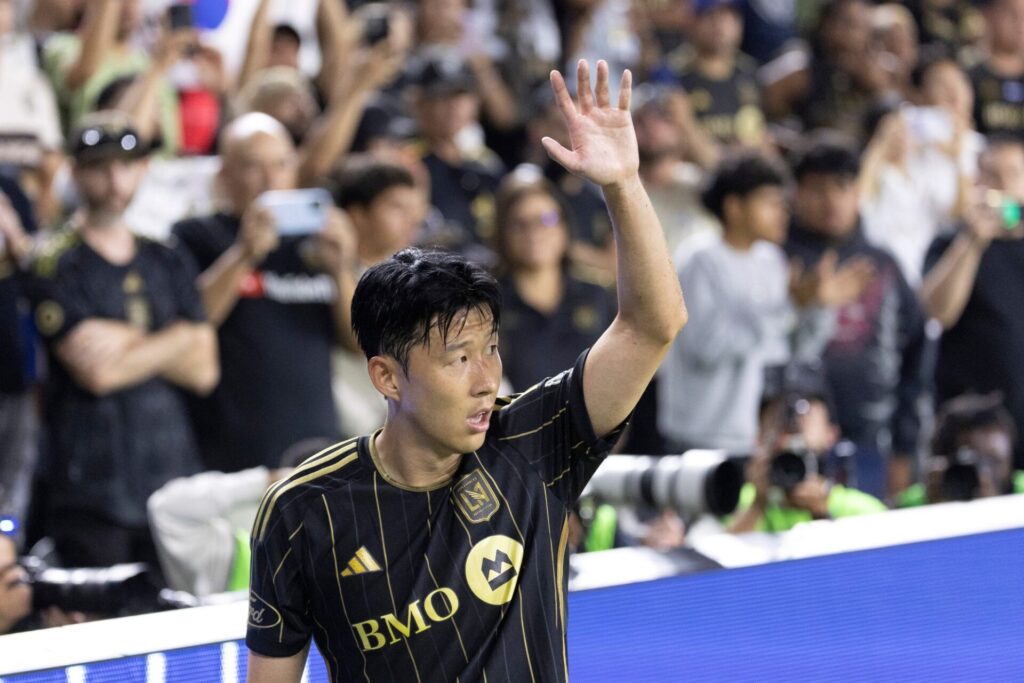 Son Heung-min takes a corner for MLS side LAFC