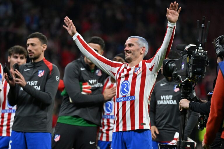 Antoine Griezmann celebrates Atletico Madrid FC Barcelona