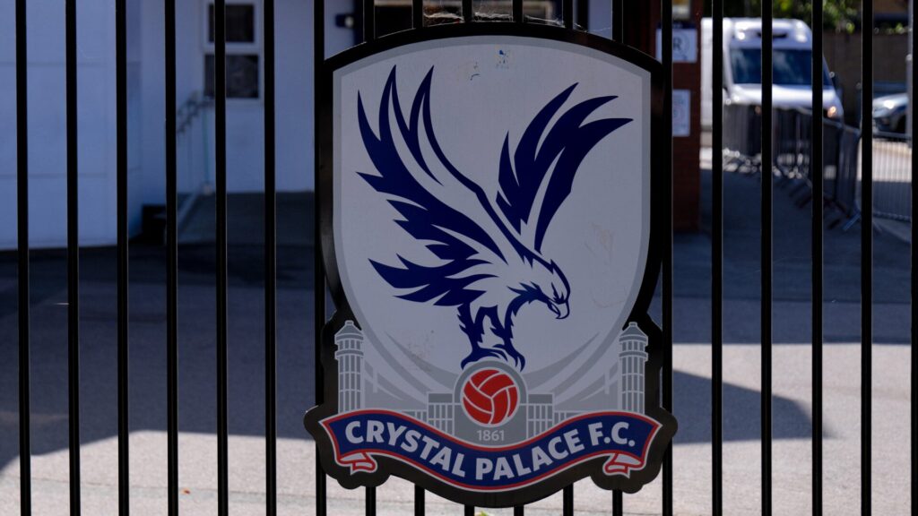 Crystal Palace badge on the gates of Selhurst Park