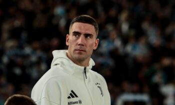 Dusan Vlahovic playing for Juventus