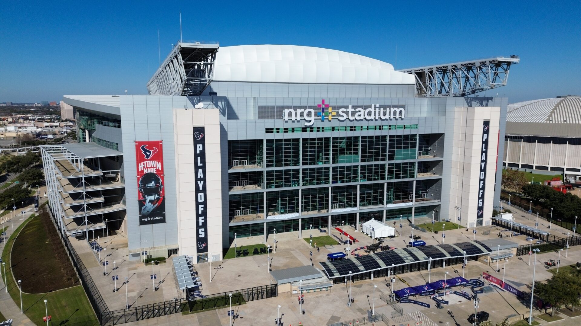 The exterior of NRG Stadium in Houston, Texas