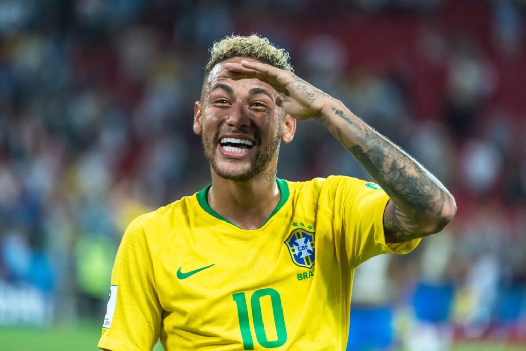 Neymar playing for the Brazil national team
