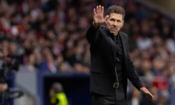 Diego Simeone on the Atletico Madrid touchline