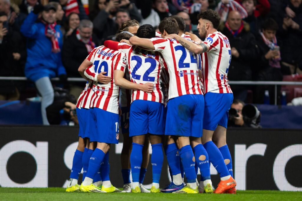 Atletico Madrid players celebrate in the Champions League