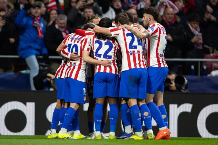 Atletico Madrid players celebrate in the Champions League