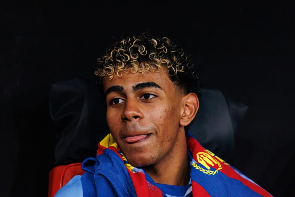 Lamine Yamal playing for FC Barcelona