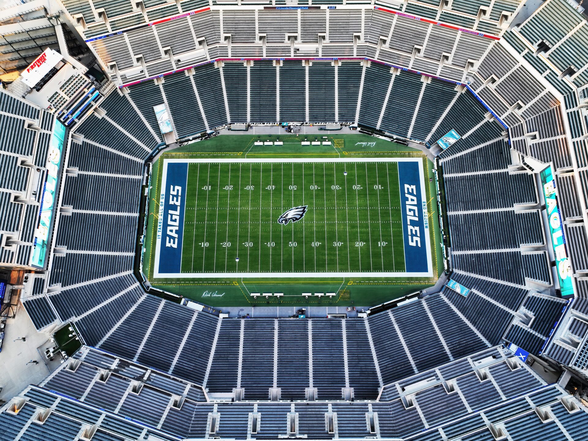 Aerial view of Lincoln Financial Field, prepping for Monday Night Football Game
