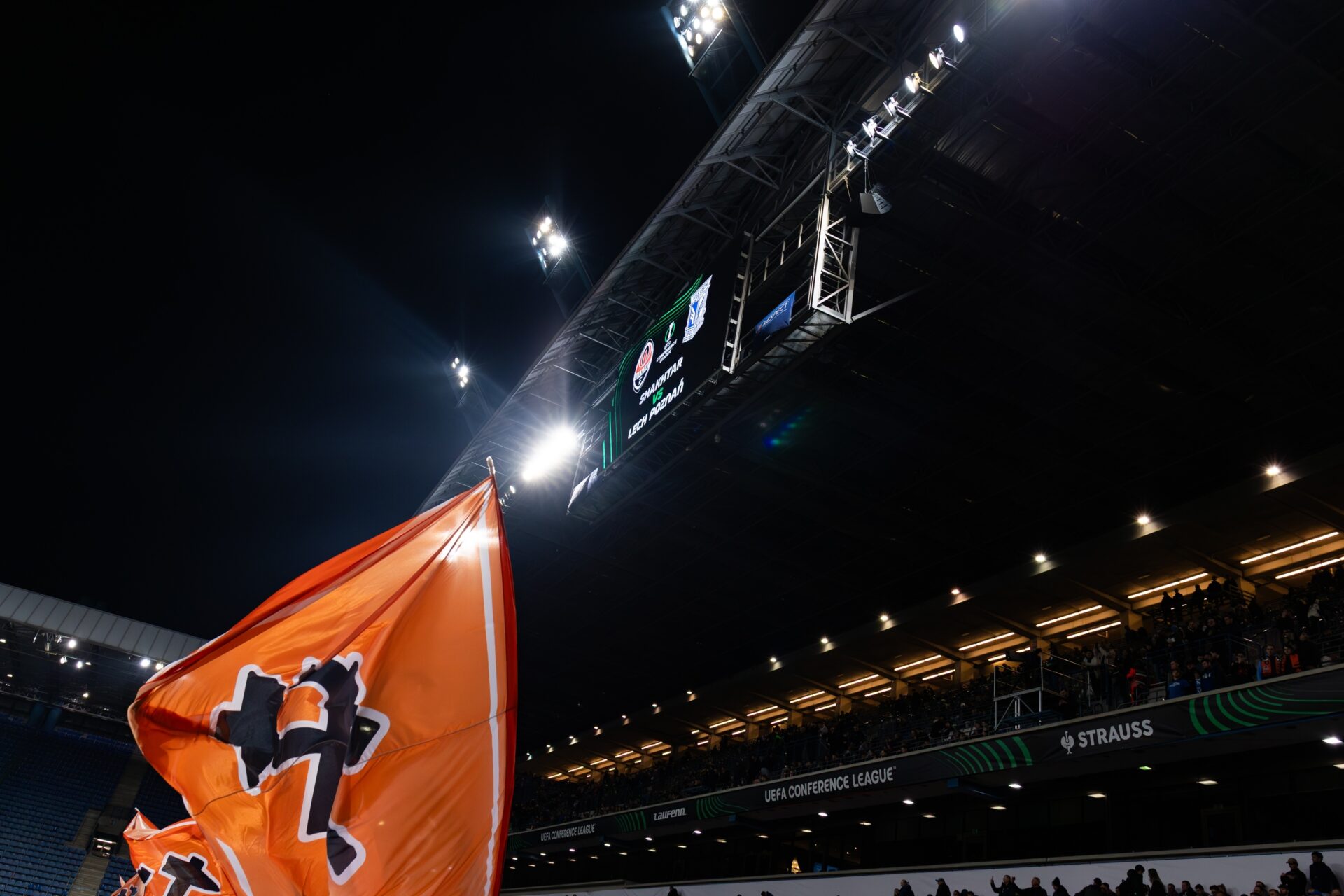 A view of the Henryk Reyman Municipal Stadium during the UEFA Conference League round of 16 match between FC Shakhtar Donetsk and Lech Poznan