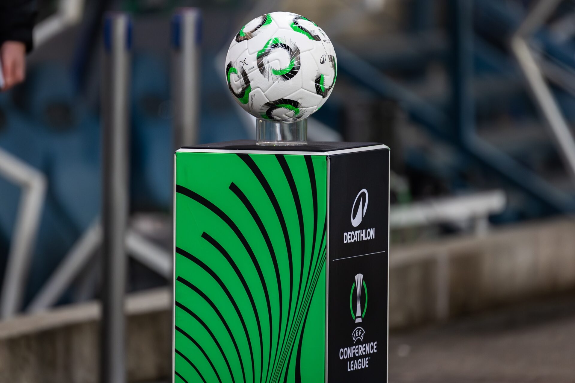 A view of the official ball during the UEFA Conference League round of 16 match between FC Shakhtar Donetsk and Lech Poznan at Henryk Reyman Municipal Stadium